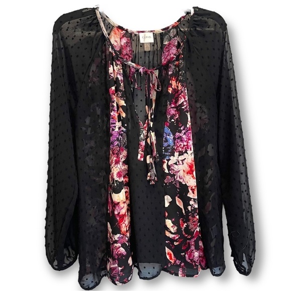 CUPIO Sheer Bohemian Floral Long
Sleeve Blouse - Picture 1 of 6
